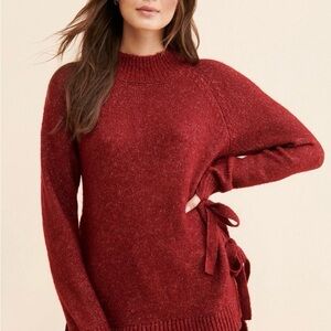 Perfect Holiday Sweater!! Vigoss Deep Red Women's Cowl Sweater with tie sides